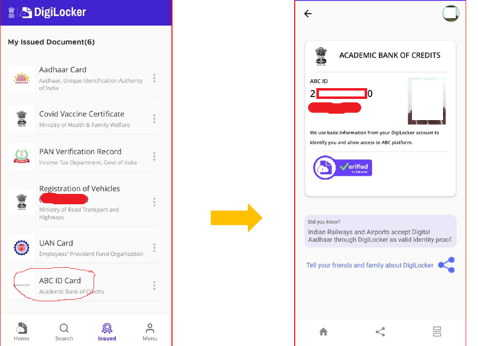 create abc id , deb id for ignou students screenshot 